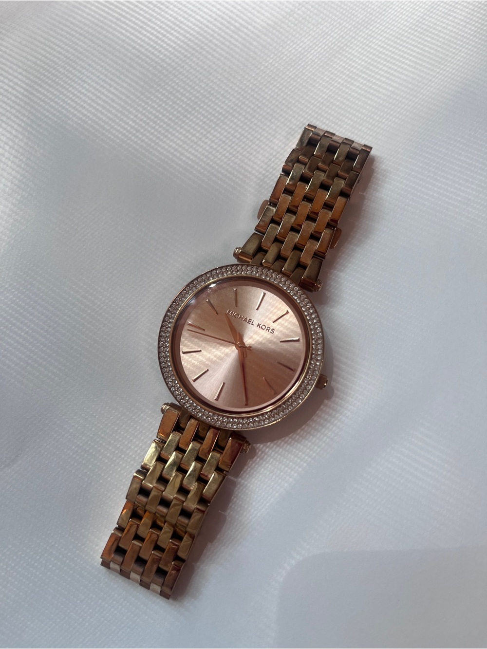 Michael Kors Rose Gold Tone Crystal Bezel Bracelet Watch